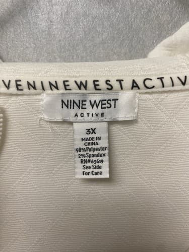 Nine West Cream Quilted Hoodie Size 3X Pocketed - Thumbnail 6