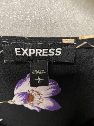 Express Womens Shift Dress Black Pink Floral 3/4 Tie Sleeve V-Neck Large - Thumbnail 3