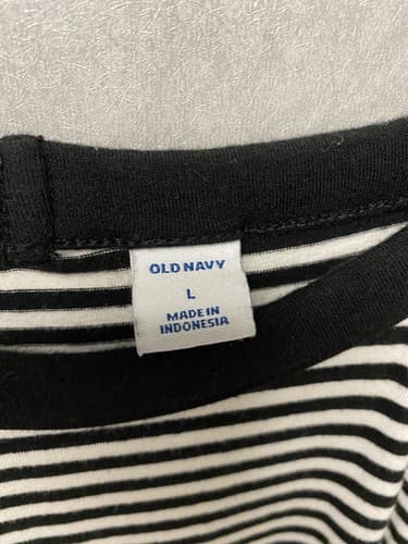 OId Navy Dress Black White Striped Sleeveless Racerback Size Large - Thumbnail 3