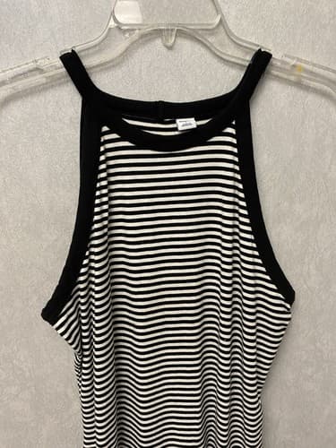 OId Navy Dress Black White Striped Sleeveless Racerback Size Large - Thumbnail 2