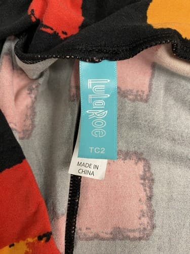 LuLaRoe Leggings Black with Yellow and Orange Stripes Size XL - Thumbnail 5