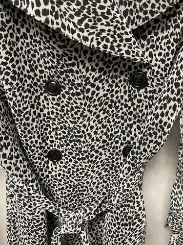 Ashley Stewart Black/White Animal Print Jacket With Belt Sheer Sleeves Size 16 - Thumbnail 3