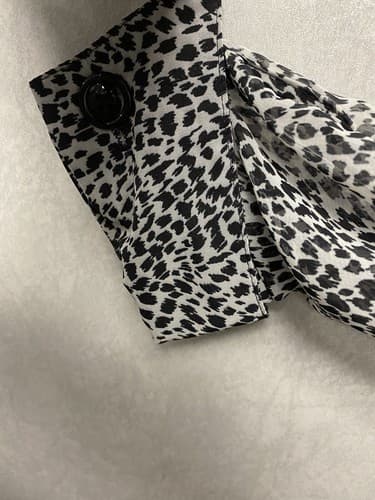 Ashley Stewart Black/White Animal Print Jacket With Belt Sheer Sleeves Size 16 - Thumbnail 4