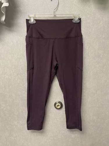 Zyia Active Brilliant Pocket High Rise Crop Capri Leggings Wine Plum Size 8-10 - Thumbnail 2