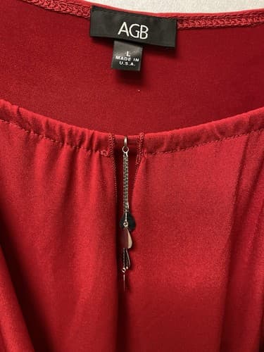 AGB Red Faux Wrap Blouse Size Large - Thumbnail 2