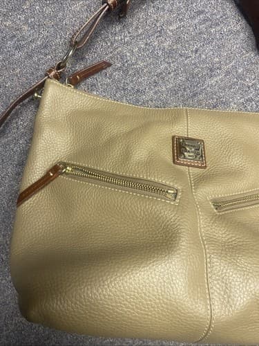 Dooney and Bourke shoulder bag. Tan Pebble Leather With Dark Leather Straps. - Thumbnail 2
