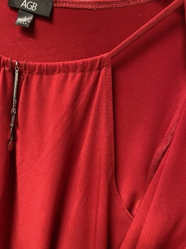 AGB Red Faux Wrap Blouse Size Large - Thumbnail 5