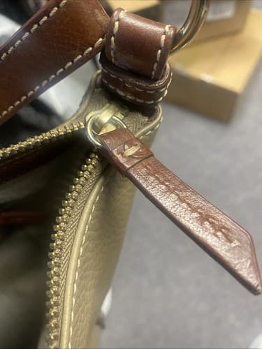 Dooney and Bourke shoulder bag. Tan Pebble Leather With Dark Leather Straps. - Thumbnail 11