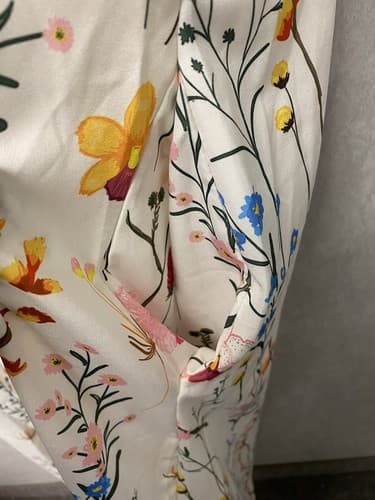 White Floral Shift Dress Short Sleeve Pockets Maxi Sz XL - Thumbnail 4