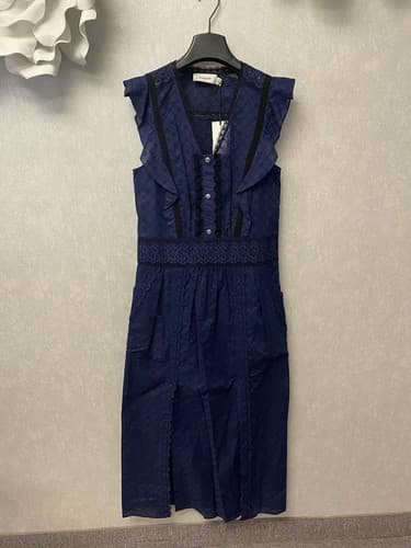 NWT COACH Navy Broderie Anglaise Maxi Lace Dress- Size 0 (retail $695) - Image 1