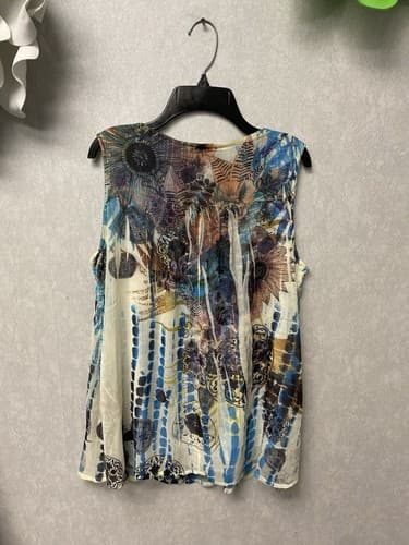 Style & Co. Women's Sleeveless Blouse, Blue Multicolor Size Med - Thumbnail 5