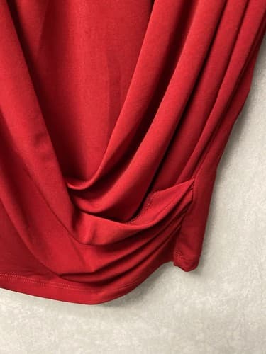 AGB Red Faux Wrap Blouse Size Large - Thumbnail 4