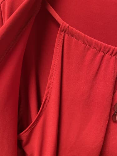 AGB Red Faux Wrap Blouse Size Large - Thumbnail 6