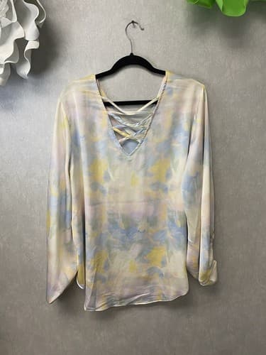 Cato Blouse Multicolor Pastel Abstract Balloon Sleeves Pullover Sz 18/20w - Thumbnail 8