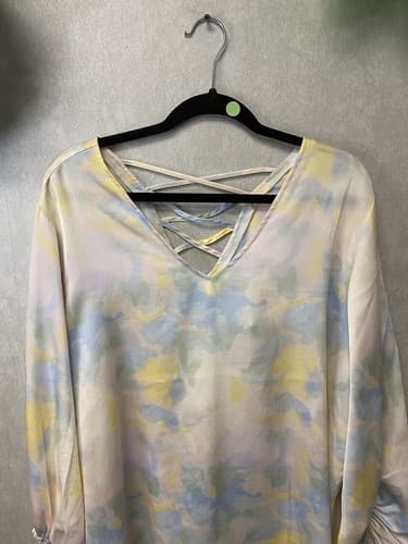 Cato Blouse Multicolor Pastel Abstract Balloon Sleeves Pullover Sz 18/20w - Thumbnail 2