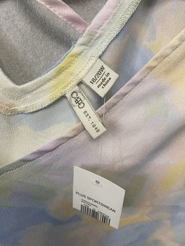 Cato Blouse Multicolor Pastel Abstract Balloon Sleeves Pullover Sz 18/20w - Thumbnail 5