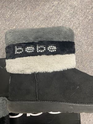 Bebe Black/Grey Boots Faux Fur Size 9.5 - Thumbnail 2