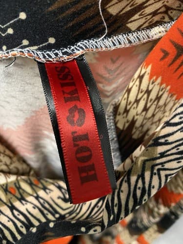 HOT KISS Brown/Orange Max Skirt Knit Hippie Boho Geometric Pattern Sz Small - Thumbnail 5