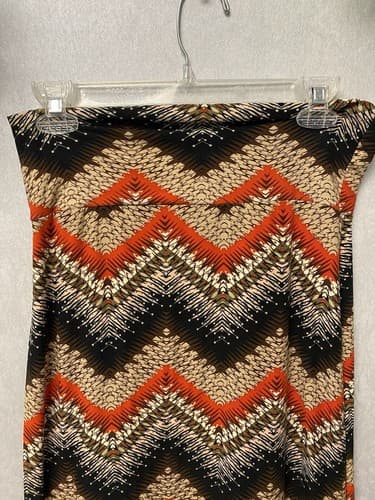 HOT KISS Brown/Orange Max Skirt Knit Hippie Boho Geometric Pattern Sz Small - Thumbnail 2