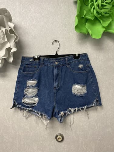 Shein Curvy Shorts Size 1XL Distressed Destroyed Cut Off Denim Jean High Rise - Image 1