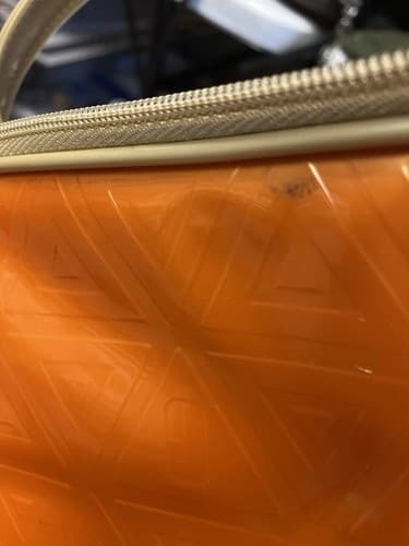 Vintage Clinique Cosmetic Make-up Travel Bag Orange with Cream Handle Set of 2 - Thumbnail 3