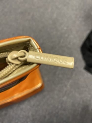 Vintage Clinique Cosmetic Make-up Travel Bag Orange with Cream Handle Set of 2 - Thumbnail 9