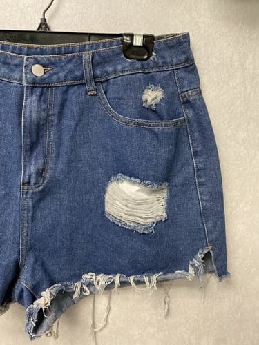 Shein Curvy Shorts Size 1XL Distressed Destroyed Cut Off Denim Jean High Rise - Thumbnail 3