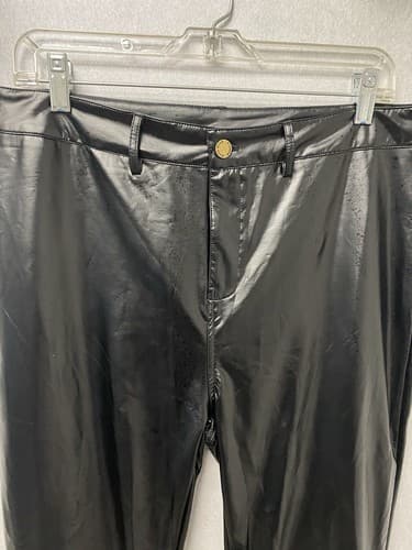Fashion Jeans Wear Black Faux Leather Pants Size 12 - Thumbnail 2