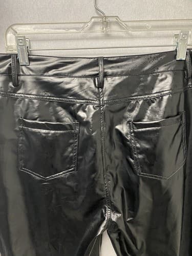 Fashion Jeans Wear Black Faux Leather Pants Size 12 - Thumbnail 6