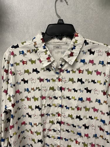 Tulip White Multi Scotty Dogs Design Button Tunic Shirt Women’s Size Small - Thumbnail 2