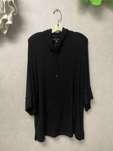 Donna Karan Black Cowl Neck Soft Sweater Women's Size Small With Kangaroo Pocket - Image 1