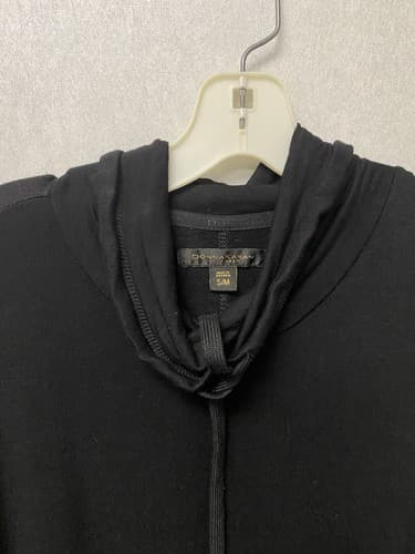 Donna Karan Black Cowl Neck Soft Sweater Women's Size Small With Kangaroo Pocket - Thumbnail 2