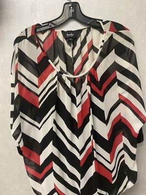 By & By Black and White Sheer Blouse with Tank Size XL - Thumbnail 2