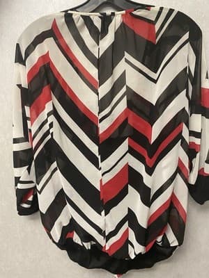 By & By Black and White Sheer Blouse with Tank Size XL - Thumbnail 5