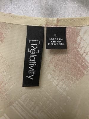 Relativity Pink/Beige Sheer Ruffle Blouse Size Large - Thumbnail 2