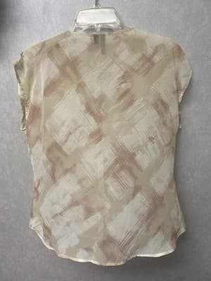 Relativity Pink/Beige Sheer Ruffle Blouse Size Large - Thumbnail 3