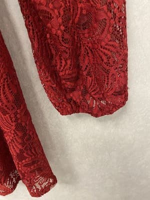 Roz & Ali Red Lace Blouse Size 1X - Thumbnail 5