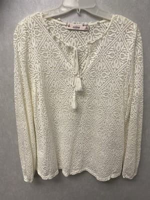 Just Fab Cream Lace Blouse Size Med - Image 1
