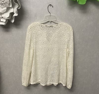 Just Fab Cream Lace Blouse Size Med - Thumbnail 2