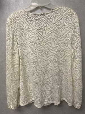 Just Fab Cream Lace Blouse Size Med - Thumbnail 4