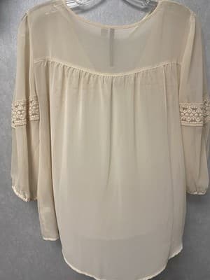 Lauren Conrad Beige Sheer Blouse Size XL - Thumbnail 5