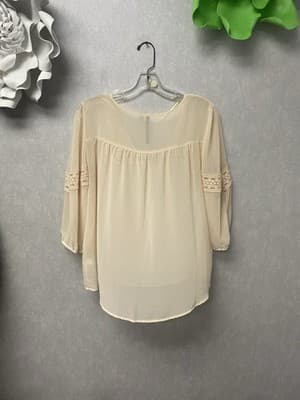 Lauren Conrad Beige Sheer Blouse Size XL - Thumbnail 4