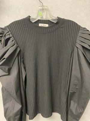 La'Ros Black Puff Sleeve Blouse Size Med - Thumbnail 3