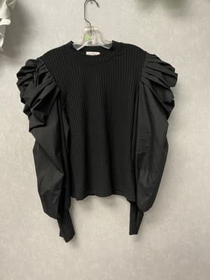 La'Ros Black Puff Sleeve Blouse Size Med - Thumbnail 2
