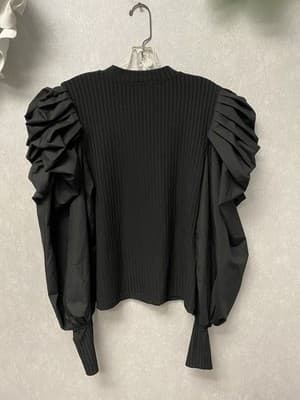 La'Ros Black Puff Sleeve Blouse Size Med - Thumbnail 8