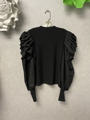 La'Ros Black Puff Sleeve Blouse Size Med - Thumbnail 7