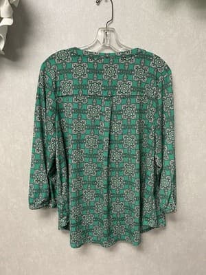 Dana Buchman Green Multi Blouse Size XL - Thumbnail 7