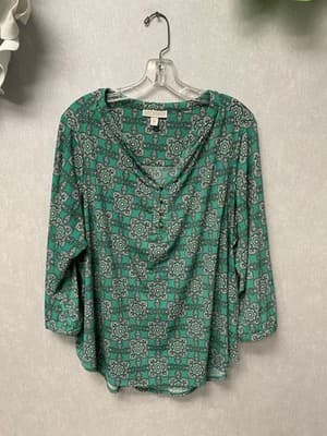 Dana Buchman Green Multi Blouse Size XL - Image 1