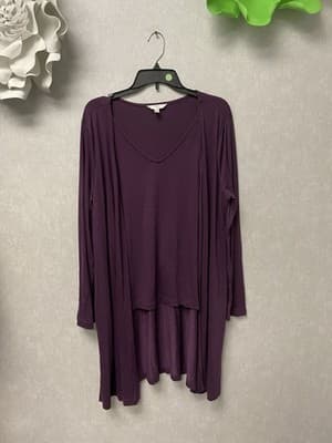 Time & Tru Plum Duster/Blouse Combo Size XL (16-18) - Image 1