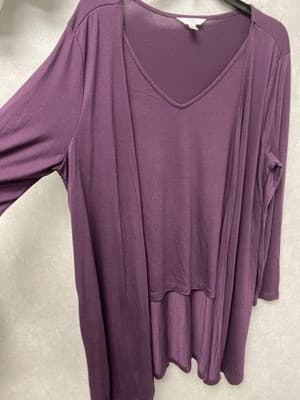 Time & Tru Plum Duster/Blouse Combo Size XL (16-18) - Thumbnail 2